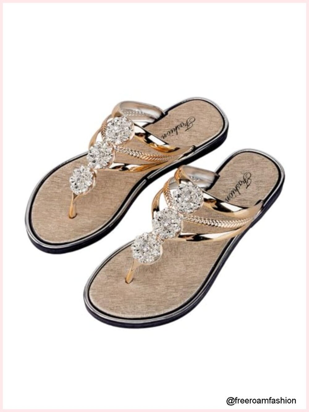 Rhinestone Flat Sandals Sparkly Thong T-Strap Bling Dressy Summer Wedding